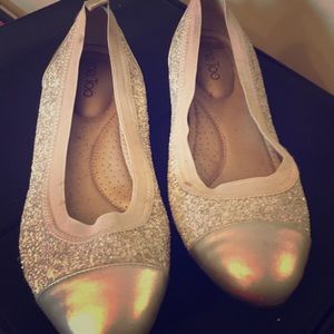 Gold glitter flats